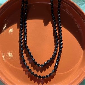 Long Black Beaded Necklace